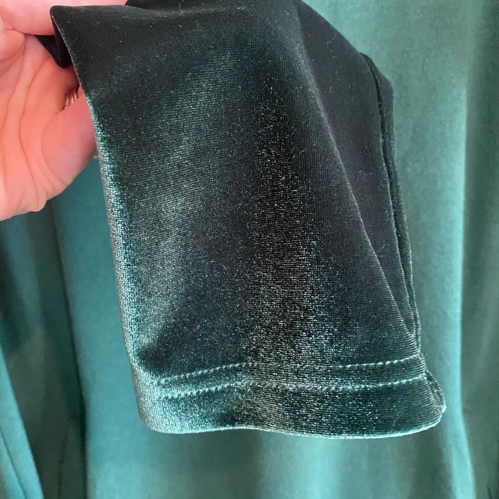 SOFT SURROUNDINGS Emerald Green Velvet Long Sleeves Tunic Top, Size M - Picture 2 of 9